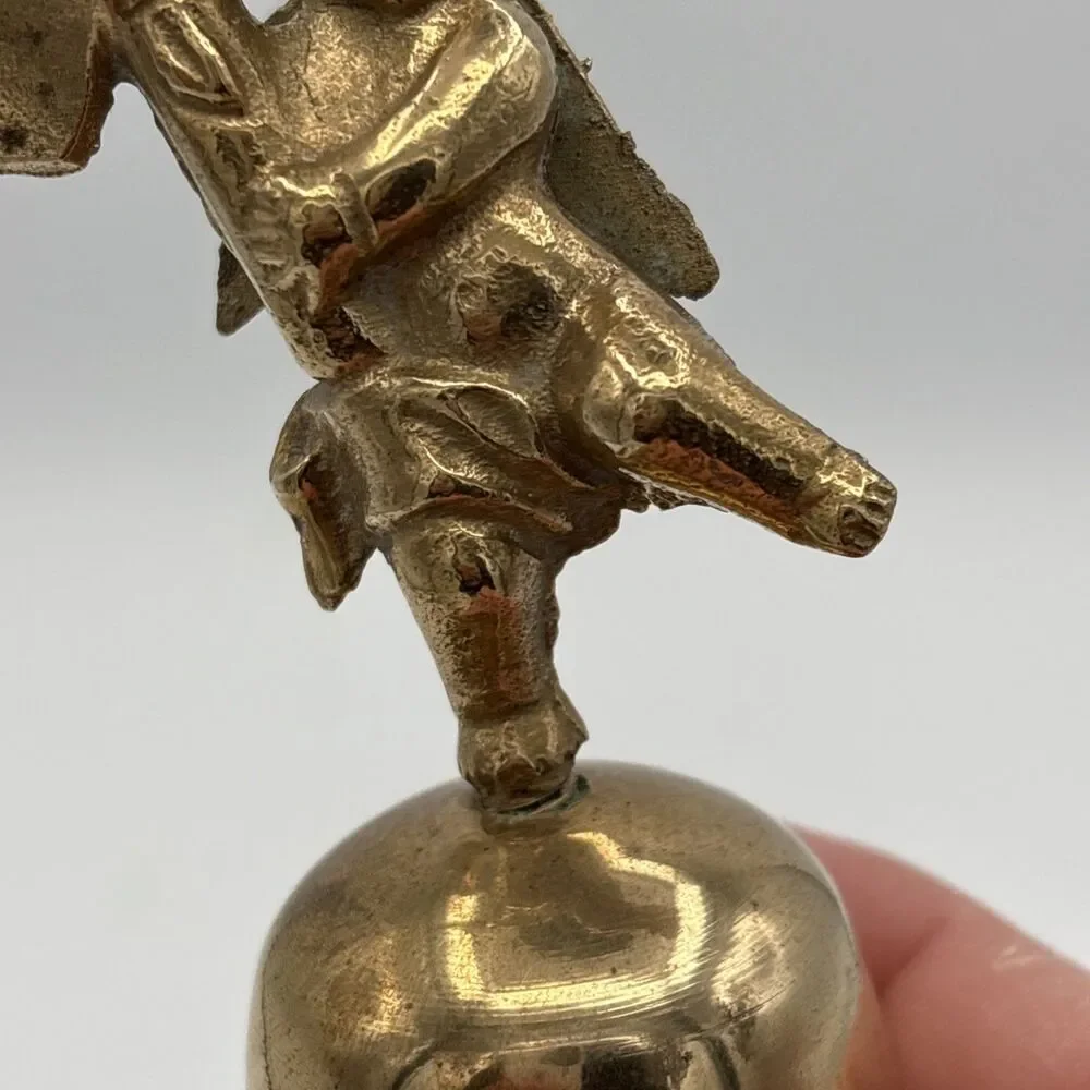 Vintage Brass Cherub Angel Bell Solid Brass Made in India Decorative